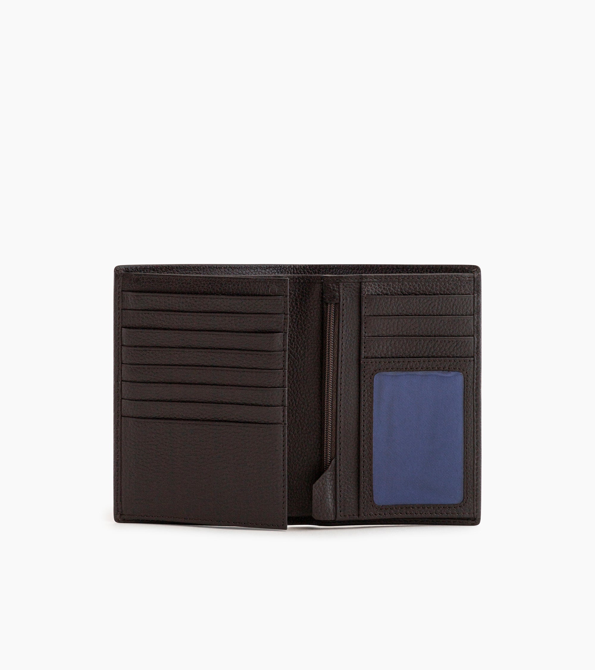 Grand portefeuille vertical zippé 2 volets Charles en cuir grainé