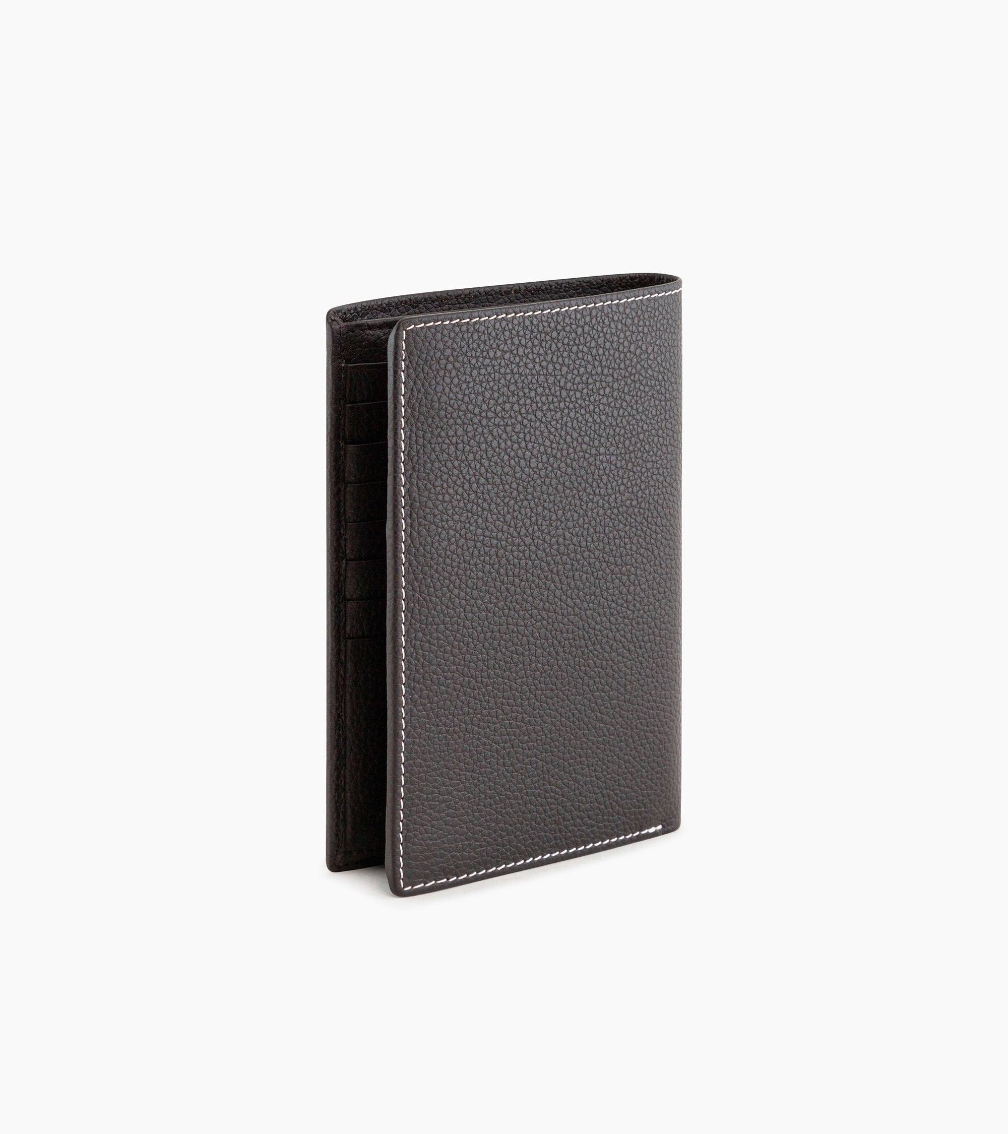 Grand portefeuille vertical zippé 2 volets Charles en cuir grainé