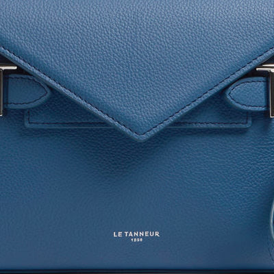 Emilie small grained leather double flap handbag