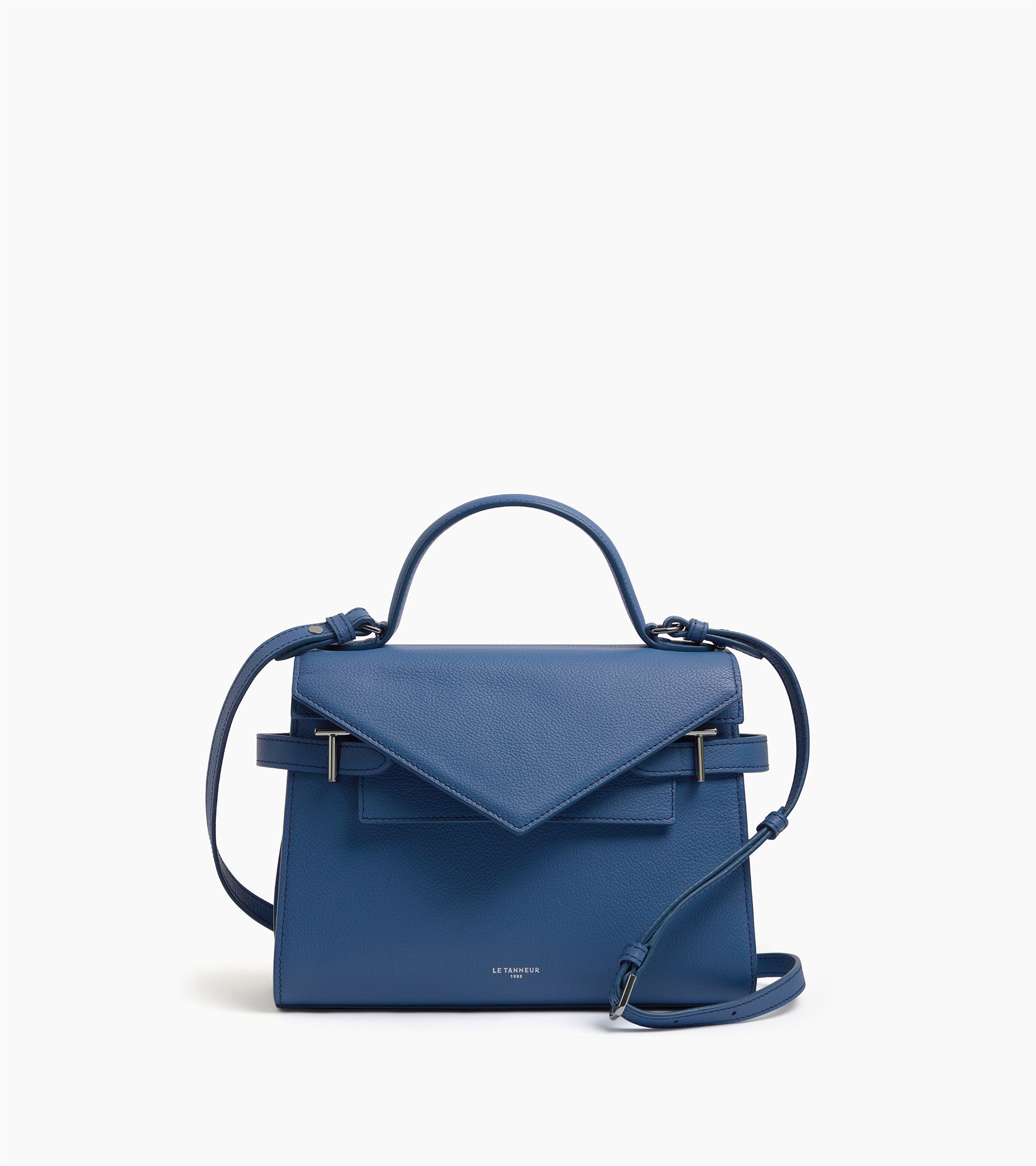 Sac à main double rabat moyen modèle Emilie en cuir grainé