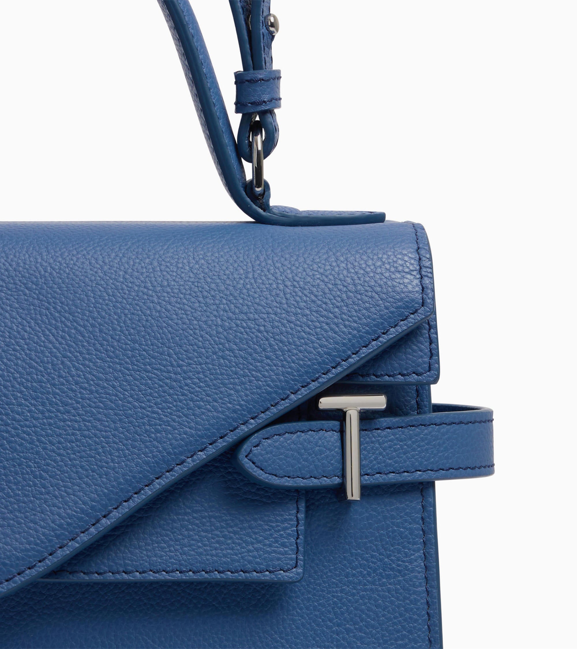 Sac à main double rabat moyen modèle Emilie en cuir grainé