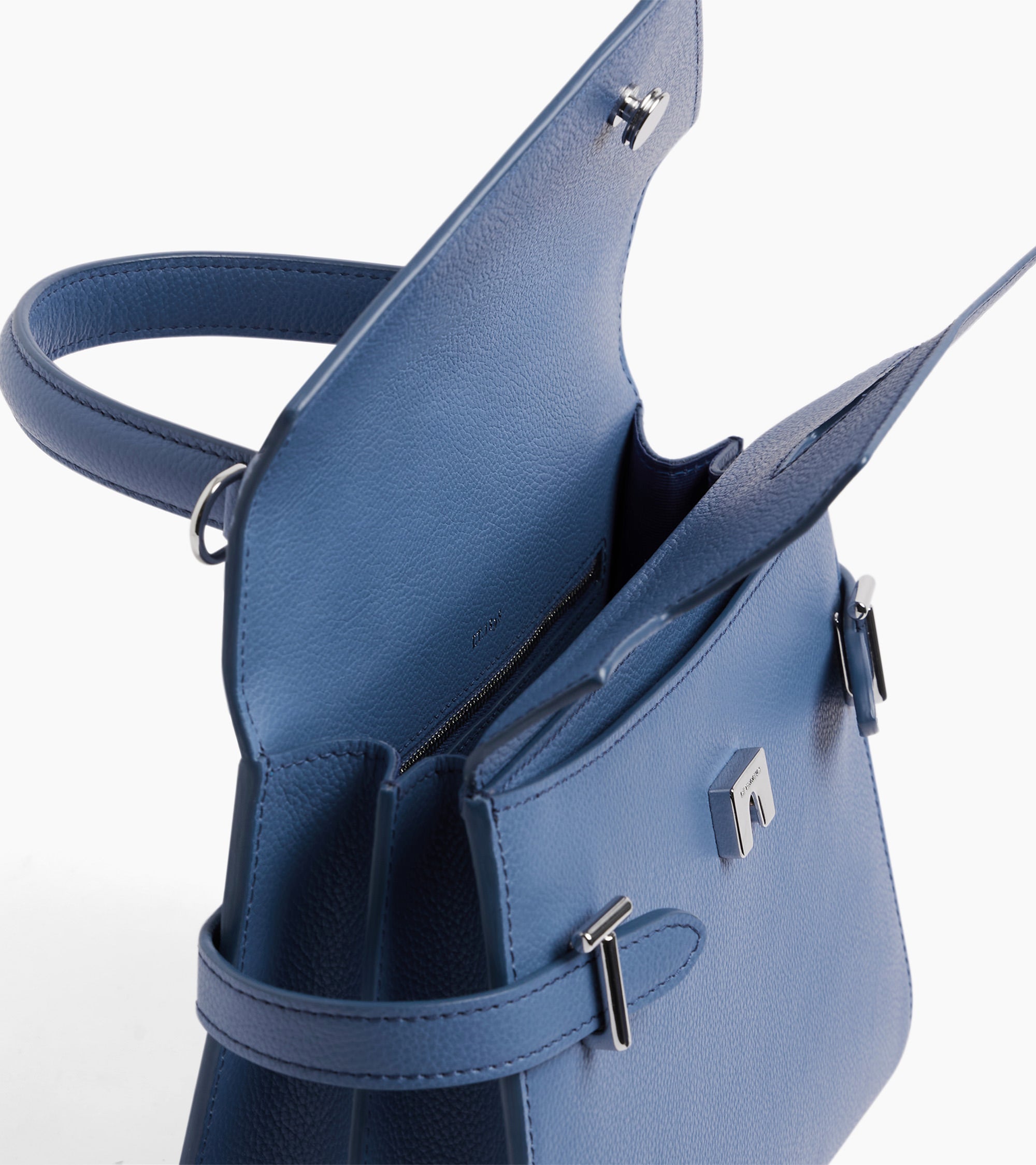 Sac à main double rabat moyen modèle Emilie en cuir grainé