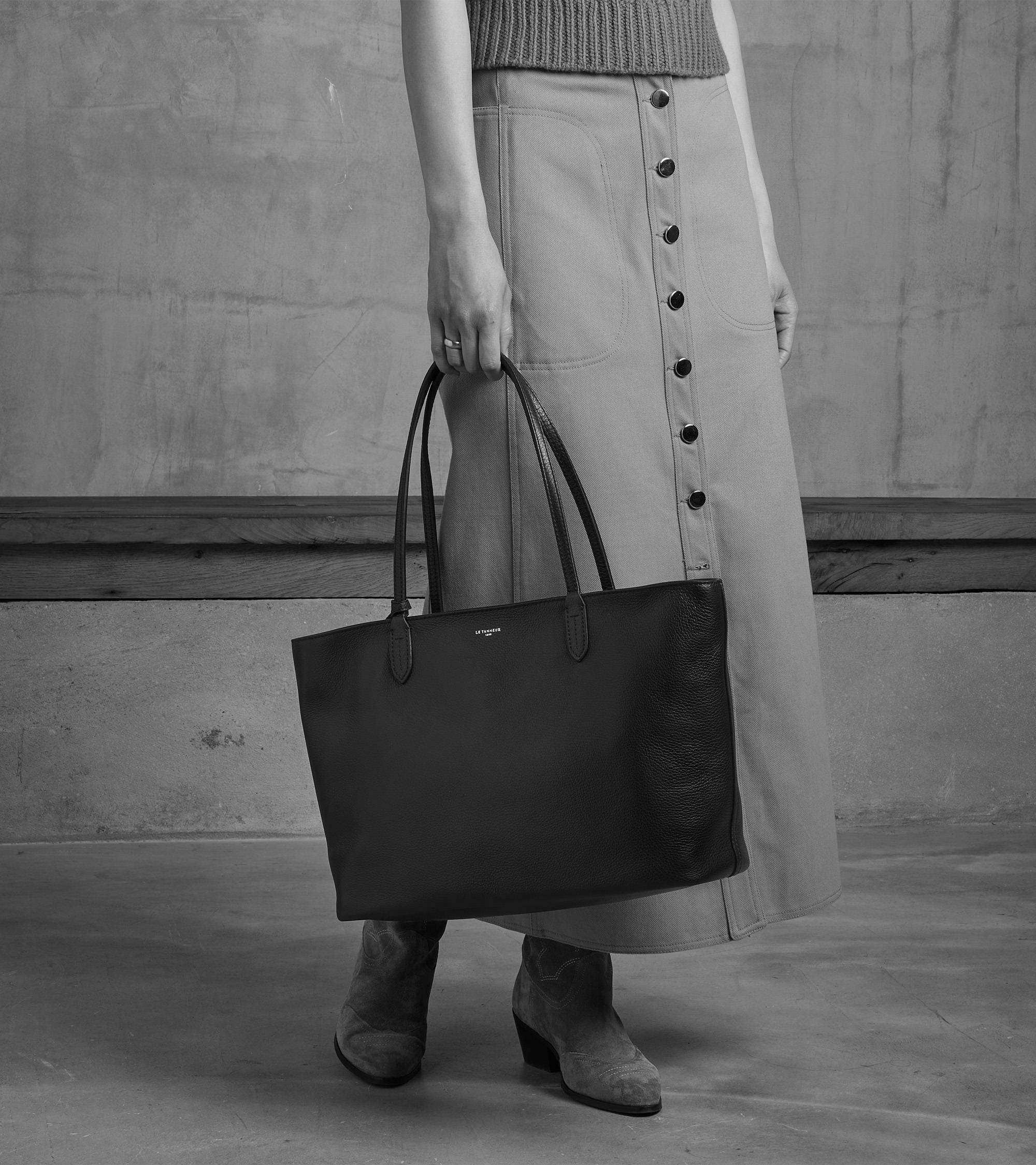 Grand sac cabas Louise en cuir grainé