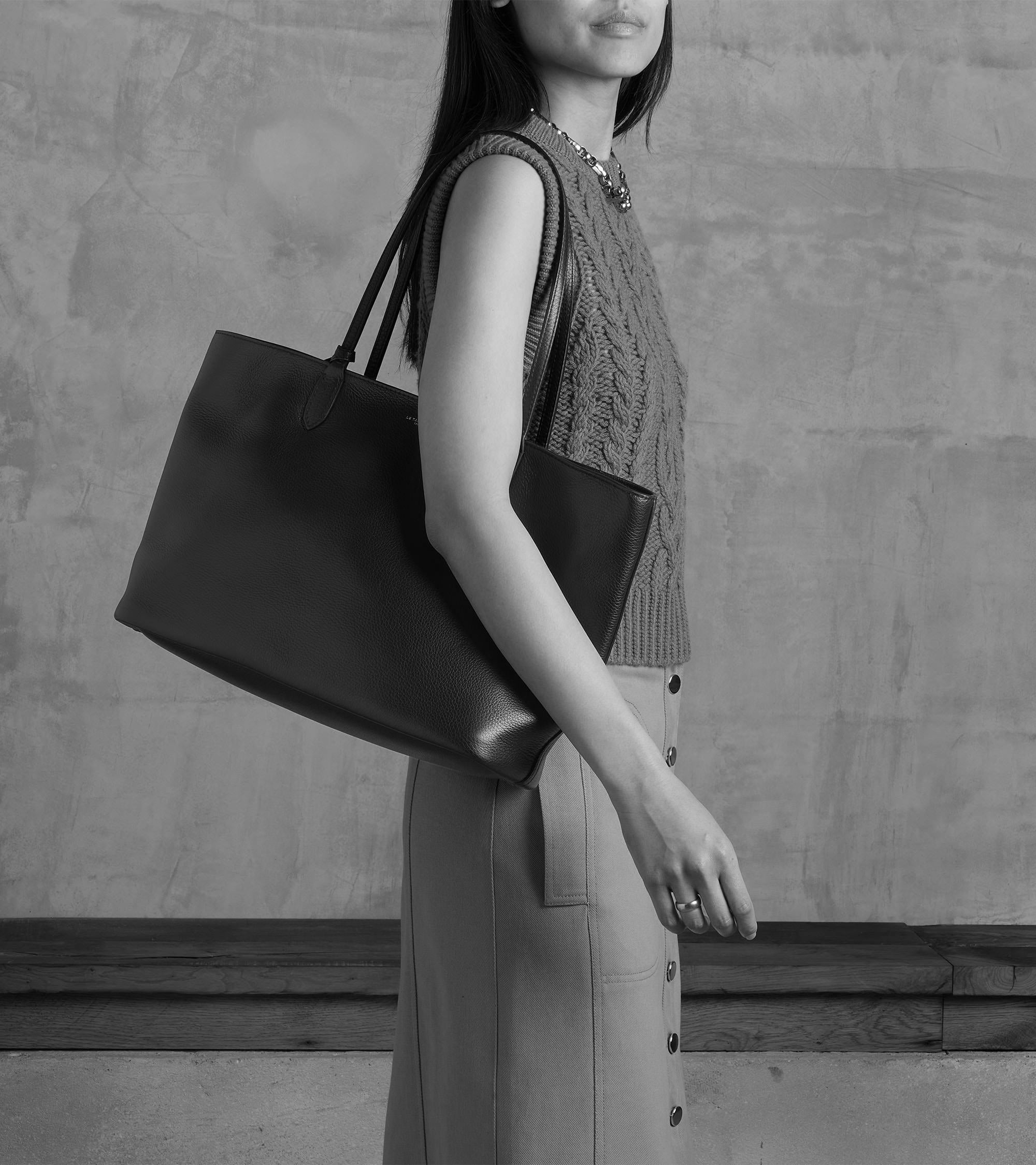 Grand sac cabas Louise en cuir grainé
