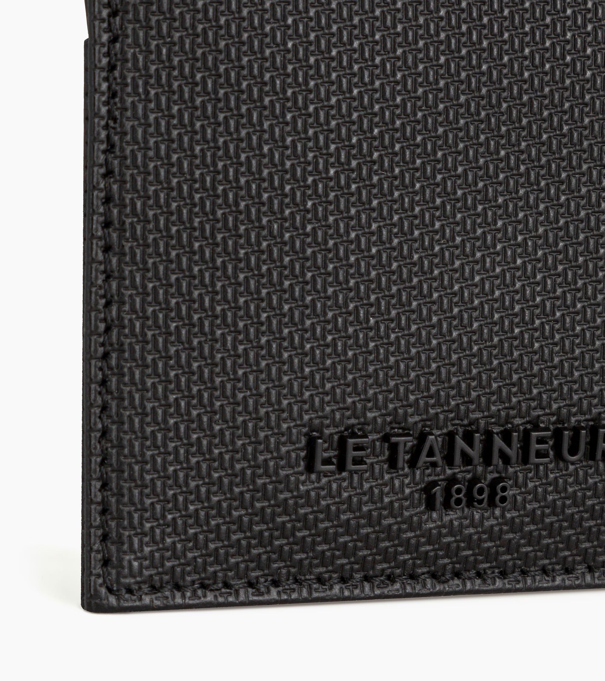 Porte carte large zippé Emile en cuir signature T