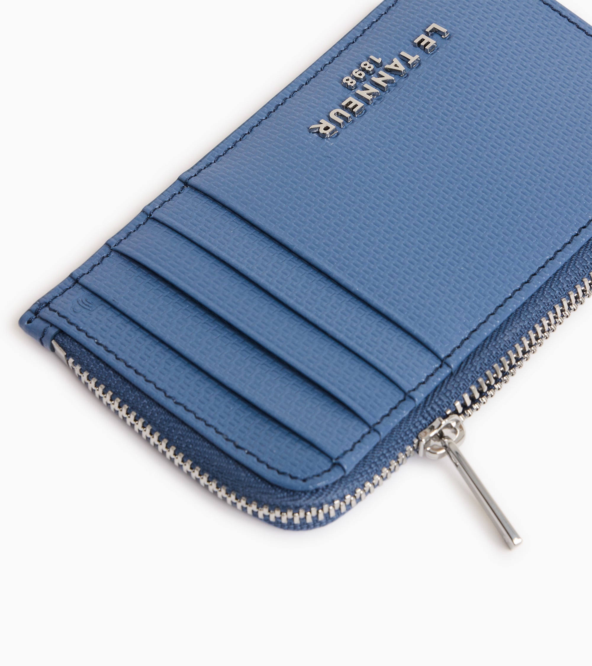 Porte carte large zippé Emile en cuir signature T