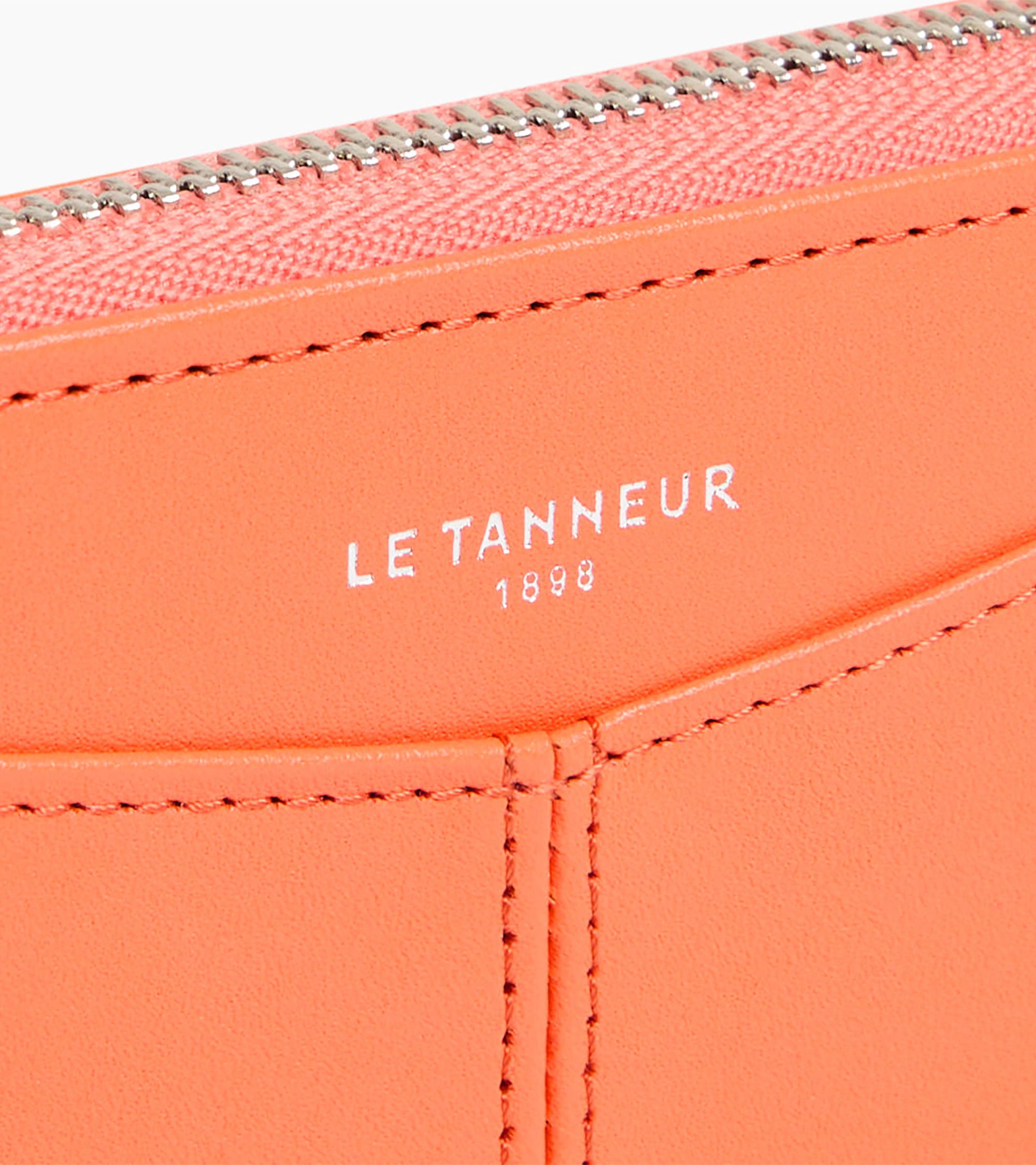 Porte monnaie zippé avec porte cartes amovible Charlotte en cuir lisse