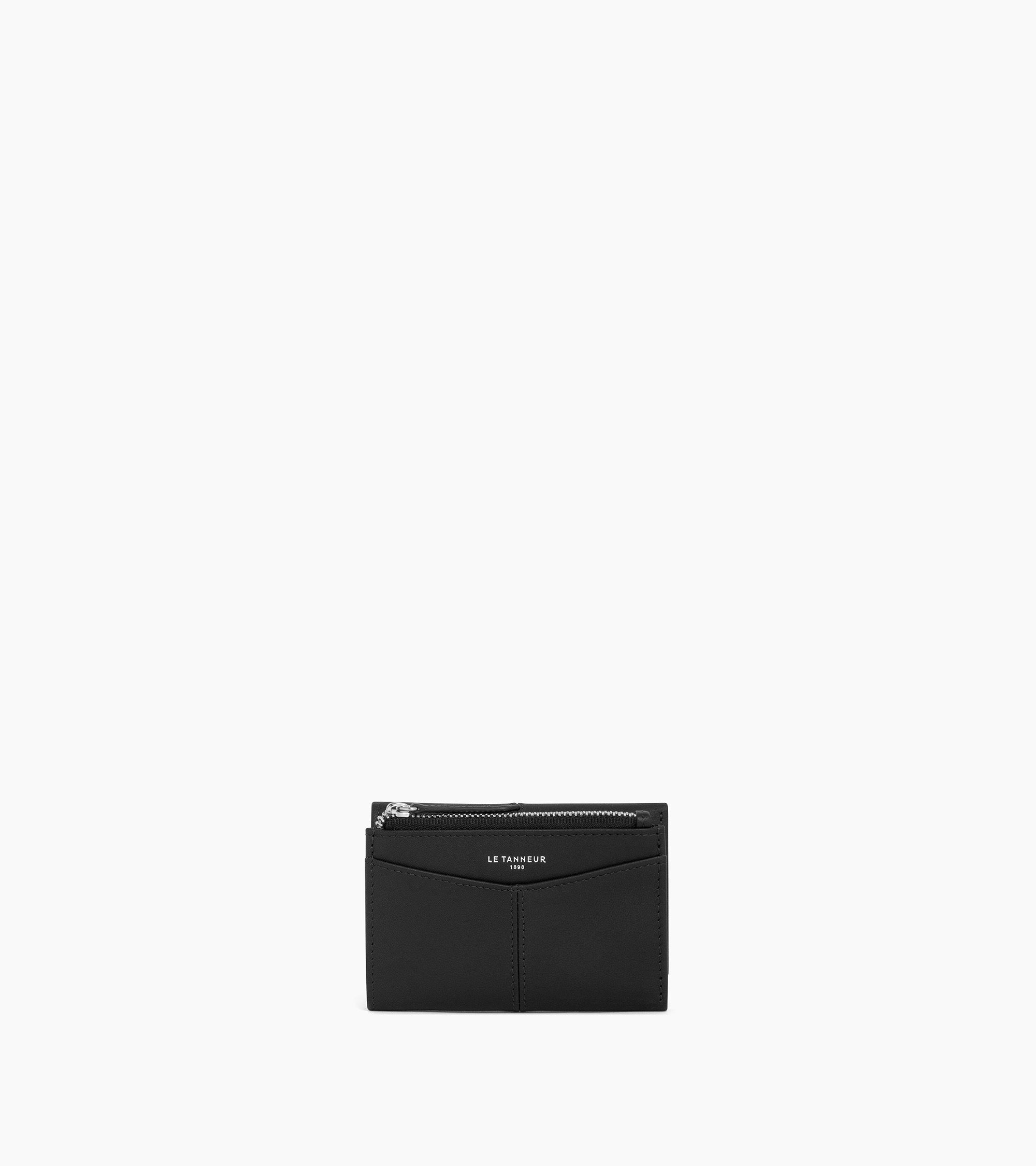 Portefeuille zippé Charlotte en cuir lisse
