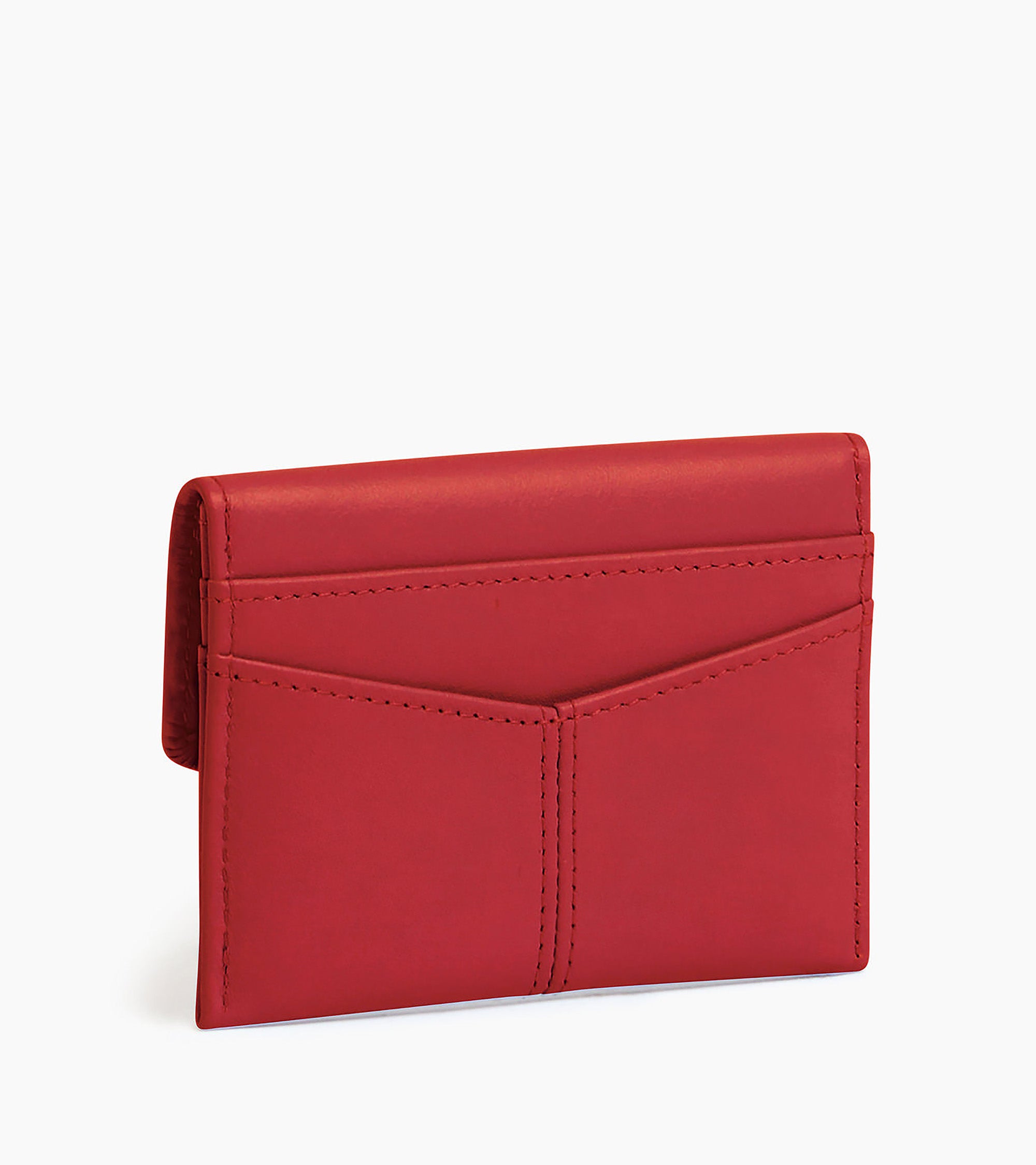 Porte cartes à rabat Charlotte en cuir lisse