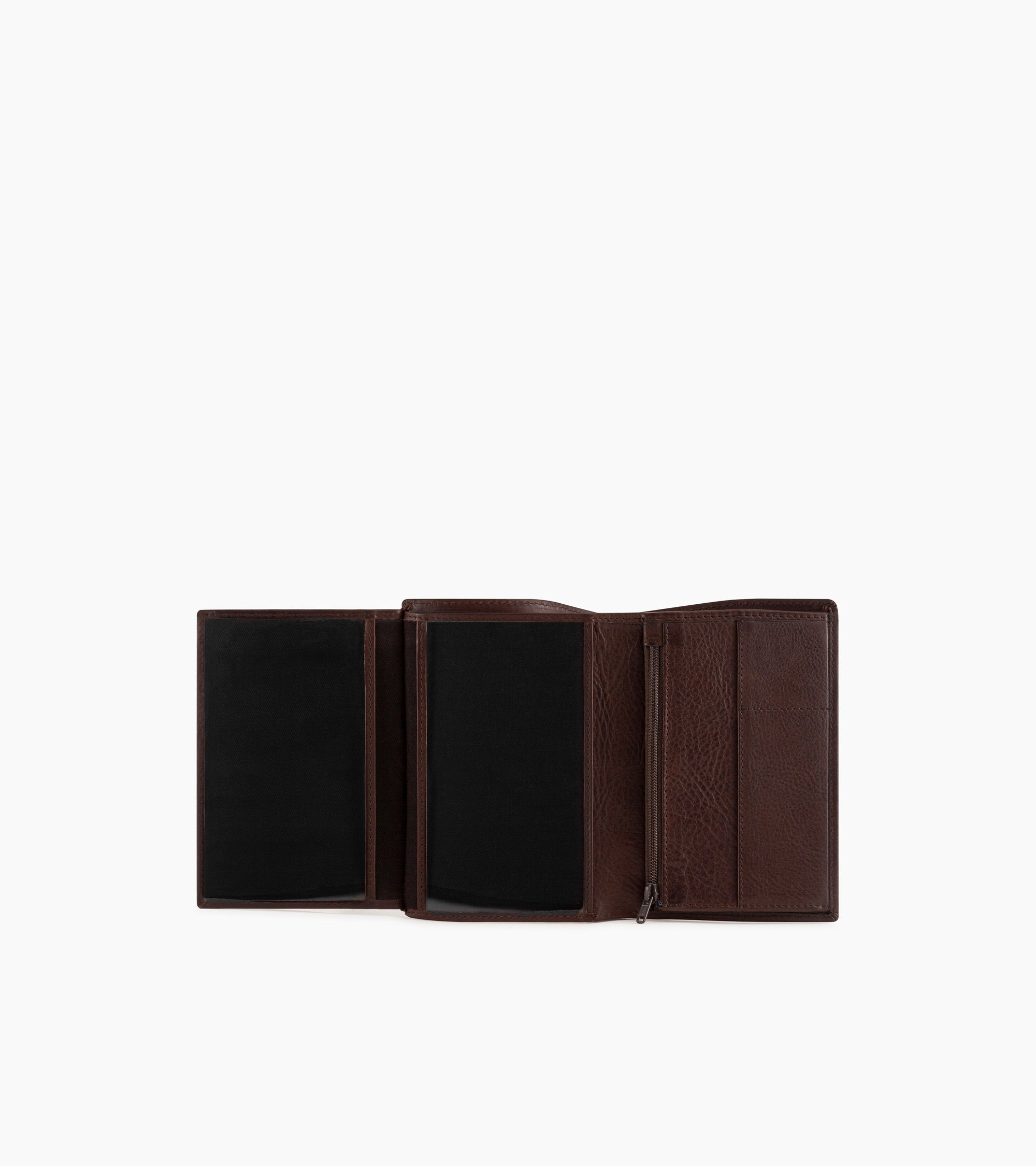 Grand portefeuille vertical zippé 2 volets Gary en cuir huilé
