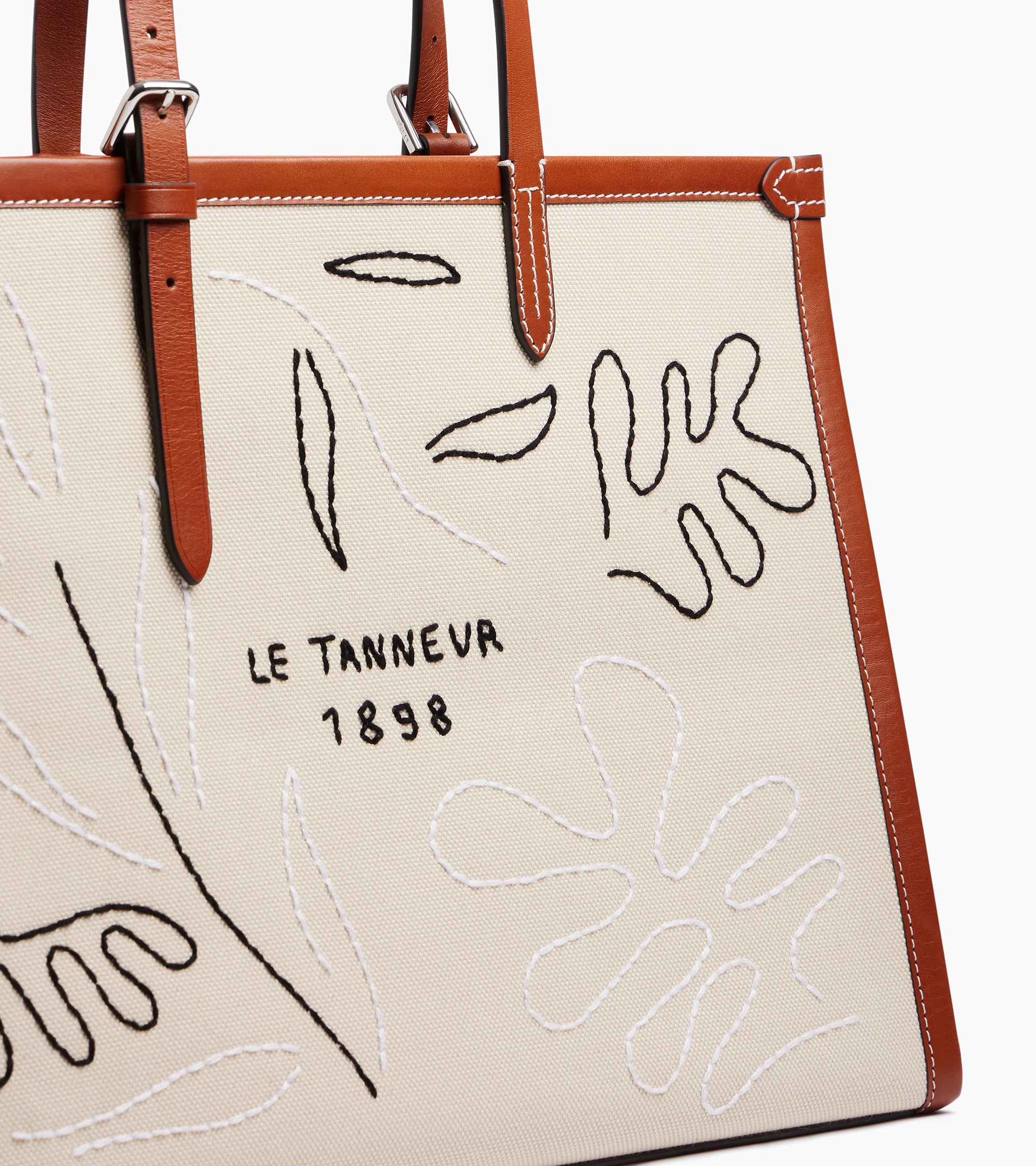 Sac cabas épaule Sarah Espeute en cuir semi-végétal et toile coton