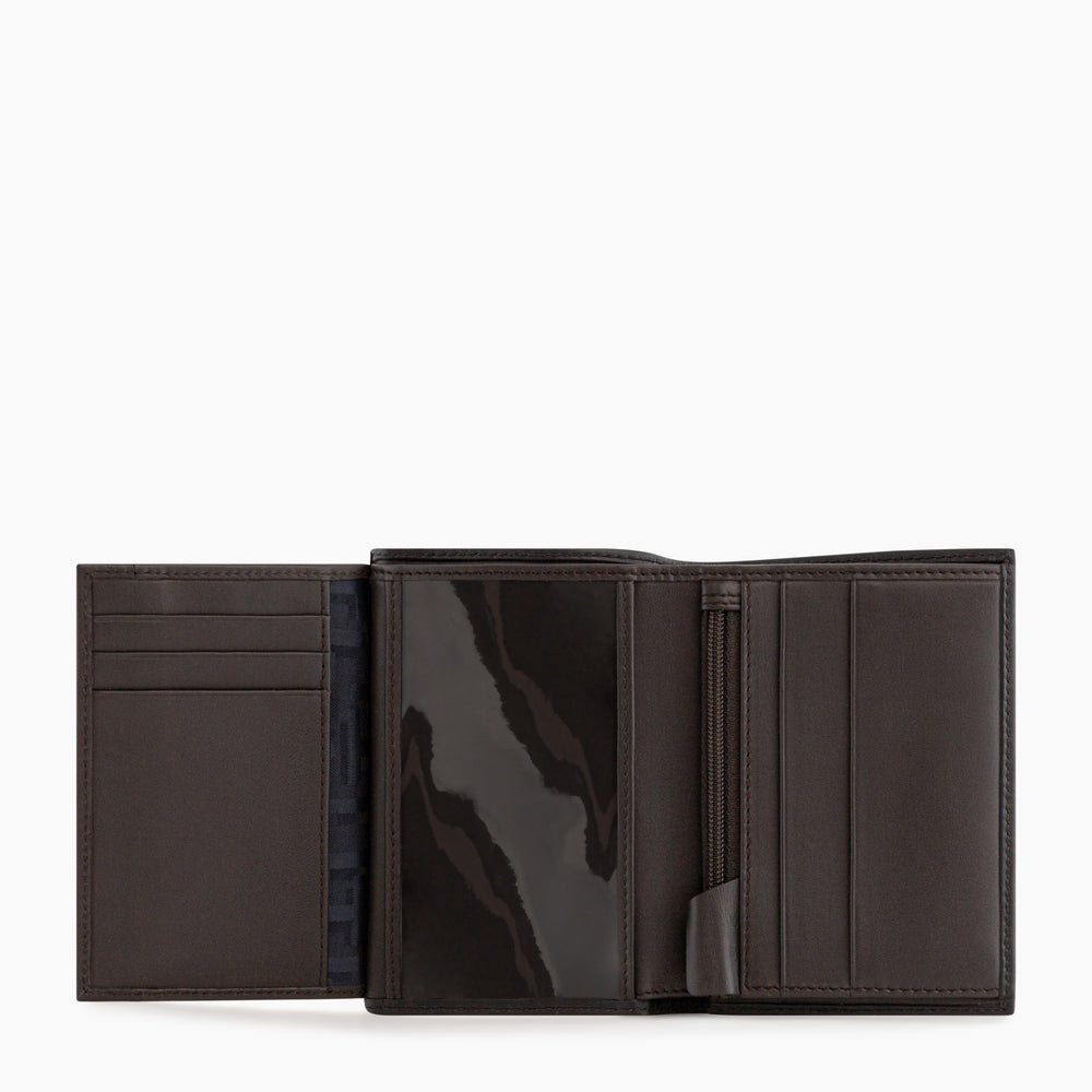 Portefeuille vertical avec poche monnaie zippée Albert en cuir lisse  - Le Tanneur